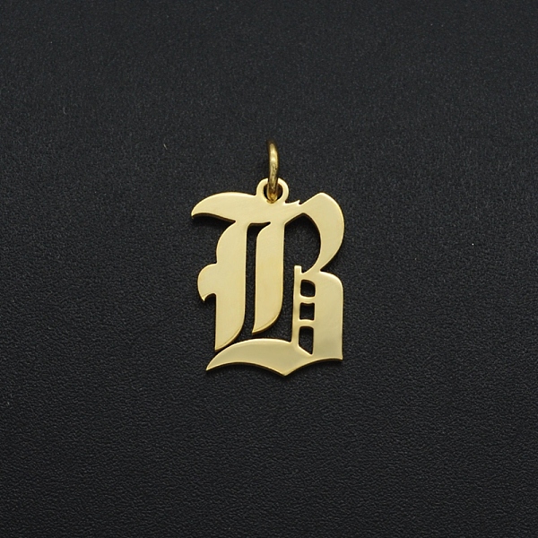 

PandaHall 201 Stainless Steel Pendants, with Jump Ring, Old English, Letter, Laser Cut, Golden, Letter.B, 16x12x1mm, Hole: 3mm 201 Stainless...