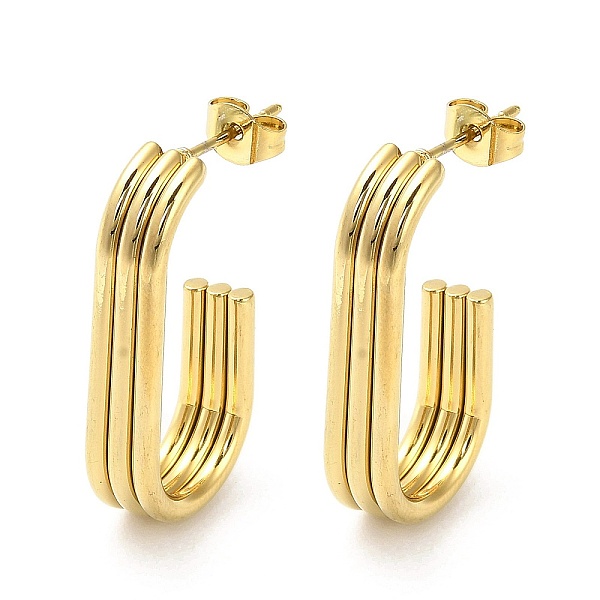 

PandaHall 202 Stainless Steel Oval Stud Earrings, Half Hoop Earrings with 304 Stainless Steel Pins, Golden, 29.5x6mm 202 Stainless Steel...