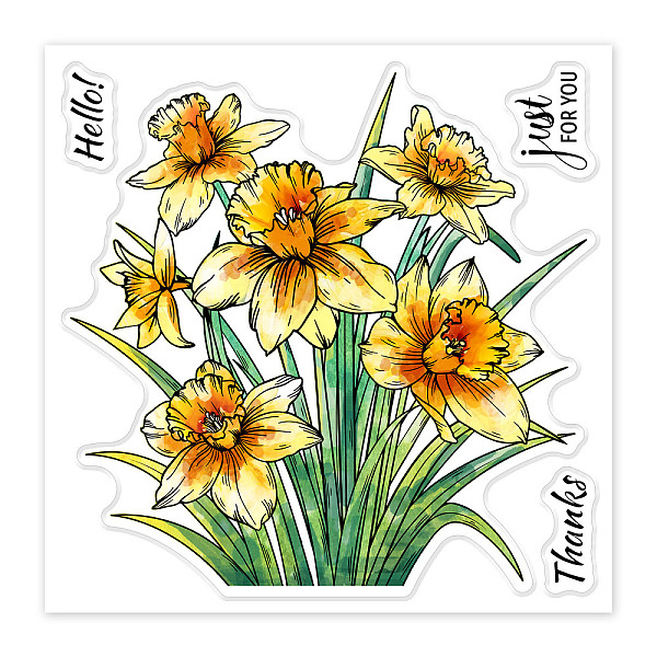 

PandaHall PVC Daffodil Stamp, for DIY Scrapbooking, Flower, 100x100mm Plastic Flower