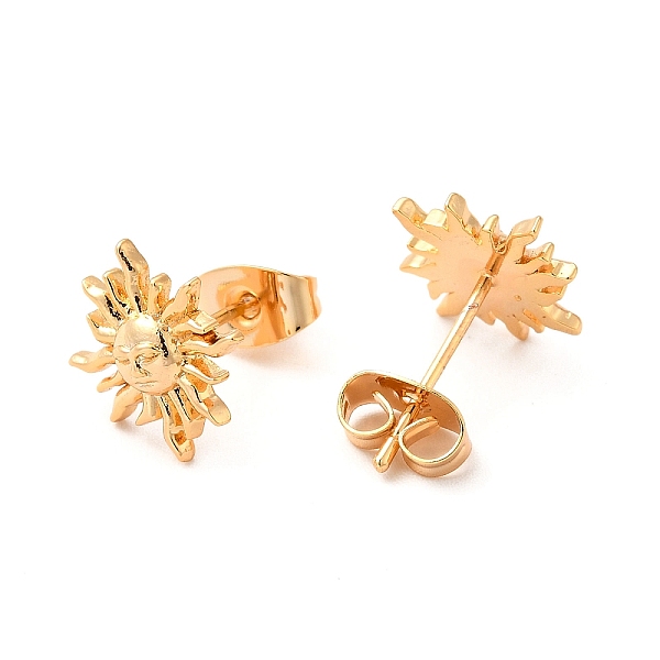 

PandaHall Brass Stud Earrings for Women, Sun Ear Studs, Golden, 12x12x3mm, Pin: 1mm Brass Sun