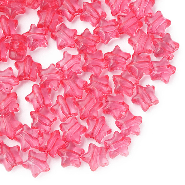 

PandaHall Transparent Acrylic Beads, Star, Cerise, 9x9.5x5.5mm, Hole: 2mm, about 2000pcs/500g Acrylic Star Red