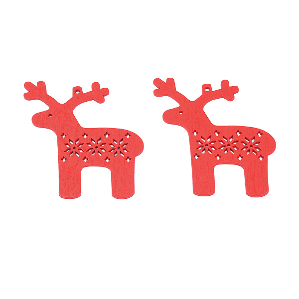 

PandaHall Christmas Theme Spray Painted Wood Big Pendants, Reindeer/Stag Charm with Hollow Snowflake, Red, 73x70x2mm, Hole: 3mm Wood Deer...