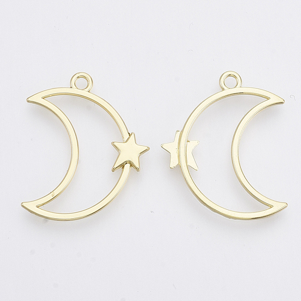 

PandaHall Alloy Pendants, Moon and Star, Light Gold, 25x19x2mm, Hole: 1.8mm Alloy Moon