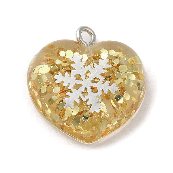 

PandaHall Acrylic Pendant, with Iron Findings, Glitter, Valentine Heart with Snowflake, Gold, 20.5x20x6.5mm, Hole: 2mm Iron+Acrylic Heart...