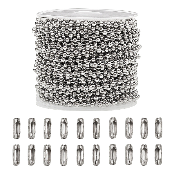 

PandaHall 304 Stainless Steel Ball Chains, Stainless Steel Color, 2.4mm, 10m/roll 304 Stainless Steel