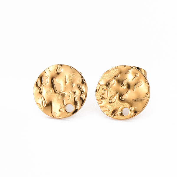 

PandaHall 304 Stainless Steel Stud Earring Findings, with Earring Backs, Flat Round, Real 18K Gold Plated, 10mm, Hole: 1.2mm, Pin: 0.8mm 304...