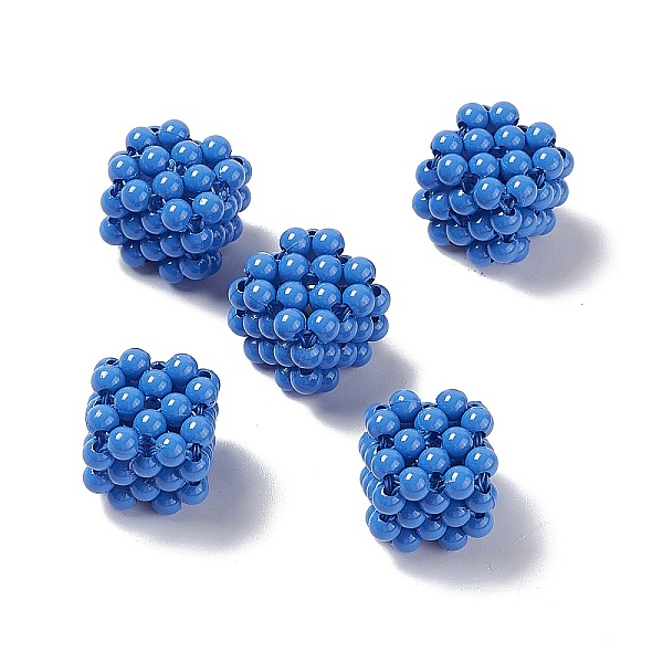 

PandaHall Handmade Opaque Plastic Woven Beads, No Hole Bead, Cube, Dodger Blue, 15.5x15.5x15.5mm Plastic Cube