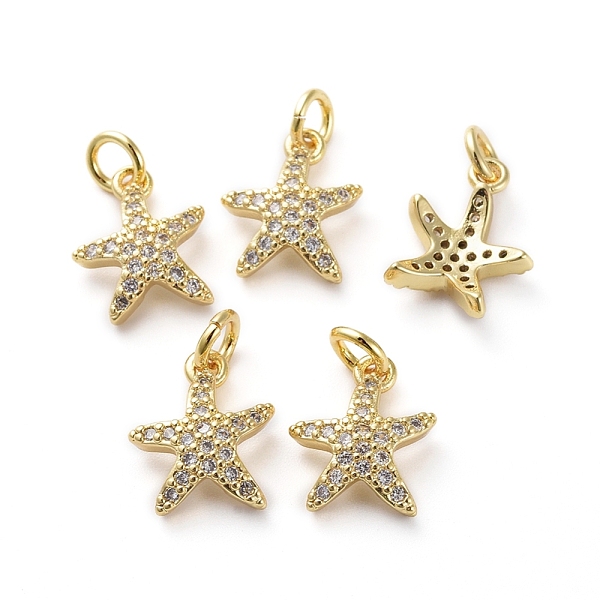 

PandaHall Brass Micro Pave Cubic Zirconia Pendants, for DIY Jewelry Making, with Jump Rings, Starfish/Sea Stars, Clear, Golden, 11.5x10x3mm...
