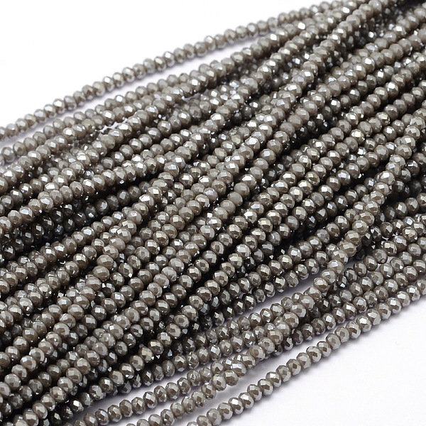 Faceted Rondelle Full Rainbow Plated Electroplate Glass Beads Strands