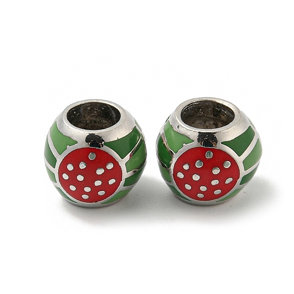 

PandaHall Alloy Enamel European Beads, Large Hole Beads, Rondelle, Platinum, 11x9.5mm, Hole: 5mm Alloy+Enamel Rondelle Red