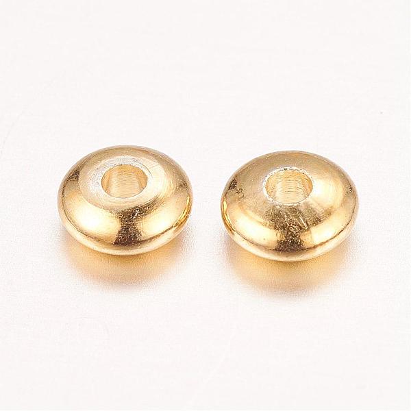 

PandaHall Real 18K Gold Plated Brass Spacer Beads, Nickel Free, Flat Round, Golden, 5x2mm, Hole: 1.5mm Brass Flat Round