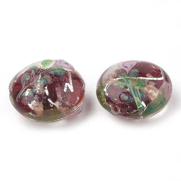 

PandaHall Handmade Lampwork Beads, Flat Round, Brown, 19~20x20x11mm, Hole: 1~1.5mm Lampwork Flat Round Brown