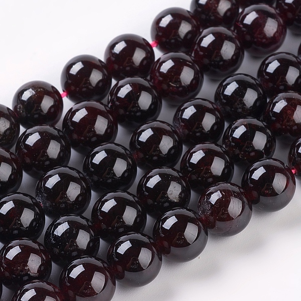 

PandaHall Gemstone Beads Strands, Natural Garnet, Round, Dark Red, 10mm, Hole: 1mm, about 19pcs/strand, 8 inch Garnet Round Red