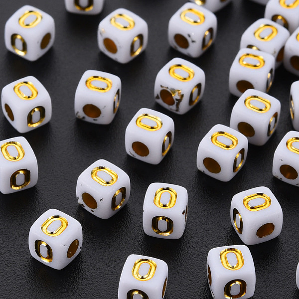 

PandaHall Opaque White Acrylic Beads, Metal Enlaced, Cube with Letters, Letter.O, 4.5mm, Hole: 2mm, about 5000pcs/500g Acrylic Letter O...