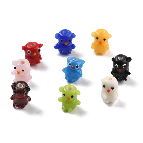

PandaHall Handmade Lampwork Beads, Bear, Mixed Color, 14~17x11.5~13x13~15mm, Hole: 2~2.5mm Lampwork Bear Multicolor