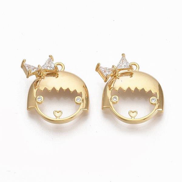 

PandaHall Brass Clear Cubic Zirconia Pendants, Nickel Free, Girl Face, Real 18K Gold Plated, 19x17.5x6mm, Hole: 1.8mm Brass+Cubic Zirconia...