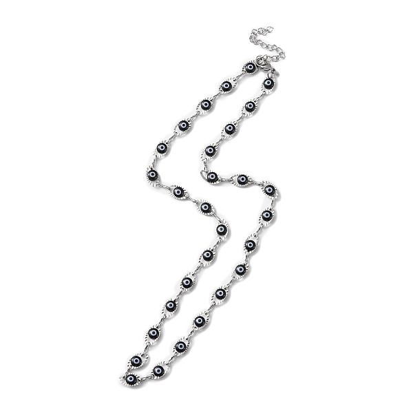 

PandaHall Evil Eye Plastic Link Chain Necklace, 304 Stainless Steel Jewelry for Women, Black, 17-1/2~17-5/8 inch(44.4~44.7cm) 304 Stainless...