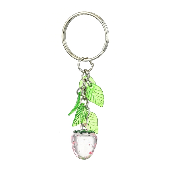 

PandaHall Acrylic Pendant Keychain, with Leaf Charms and Iron Keychain Ring, Strawberry, 7.5cm, Pendant: 50x12.5mm Acrylic Strawberry