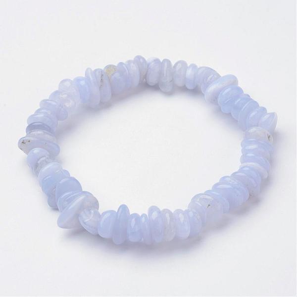 Natürliche Blaue Spitze Achat Perlen Stretch Armbänder