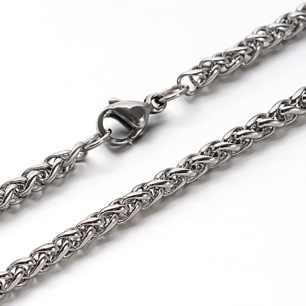 

PandaHall 304 Stainless Steel Wheat Chain Necklaces, with Lobster Clasps, Stainless Steel Color, 23.7 inch(60.2cm), 1x3x5mm 304 Stainless...