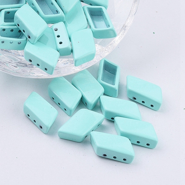 

PandaHall Spray Painted Alloy Multi-Strand Links, For Tile Elastic Bracelets Making, Rhombus, Pale Turquoise, 14x8x4.8mm, Hole: 0.8mm Alloy..., Cyan