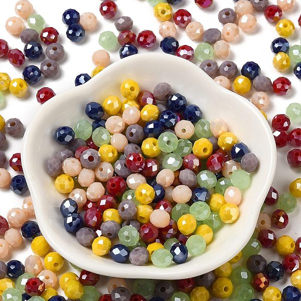 

PandaHall Glass Beads, Faceted, Rondelle, Mixed Color, 6x5mm, Hole: 1mm, about 280pcs/60g Glass Rondelle Multicolor