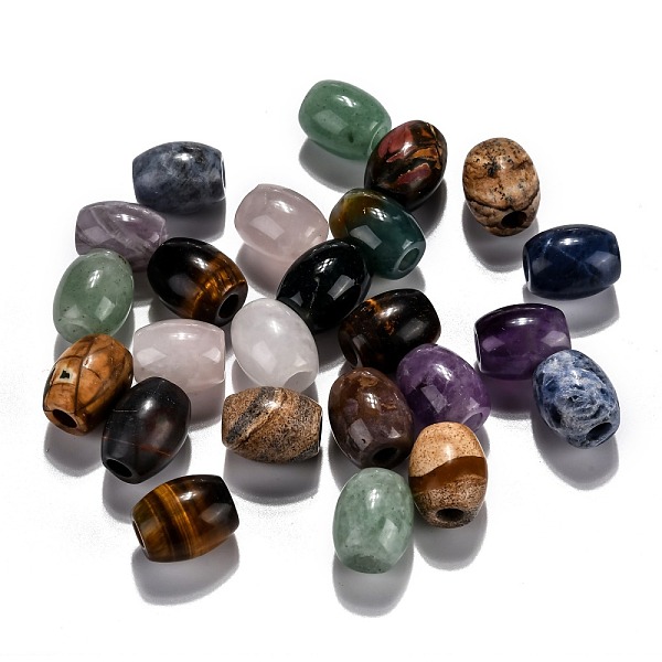 

PandaHall Natural & Synthetic Mixed Gemstone European Beads, Large Hole Beads, Barrel, 15~17x12~13.5mm, Hole: 4.5~5mm Mixed Stone Barrel