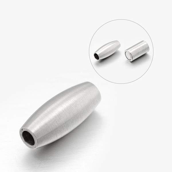 Barrel 304 Stainless Steel Matte Surface Magnetic Clasps With Glue-in Ends
