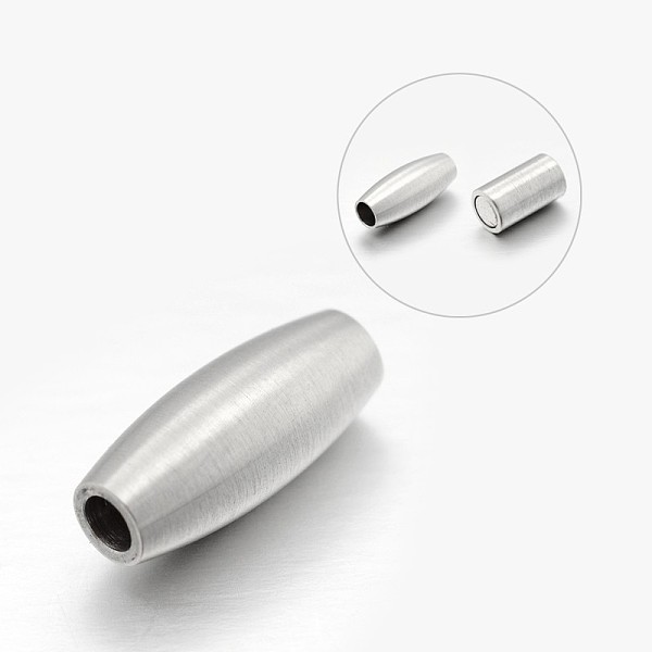 

PandaHall Barrel 304 Stainless Steel Matte Surface Magnetic Clasps with Glue-in Ends, Stainless Steel Color, 18x7.5mm, Hole: 3mm 304...