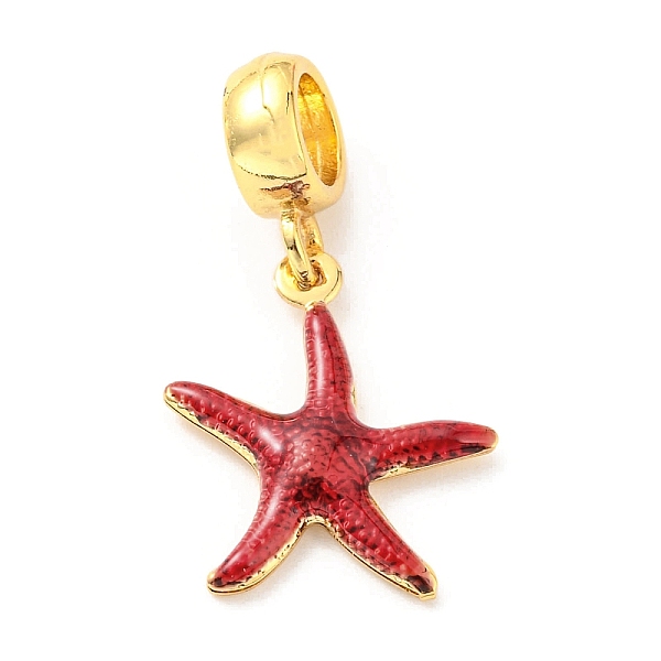 

PandaHall Brass Enamel European Dangle Charms, Large Hole Pendants, Lead Free & Cadmium Free, Real 18K Gold Plated, Starfish Charm..., Red