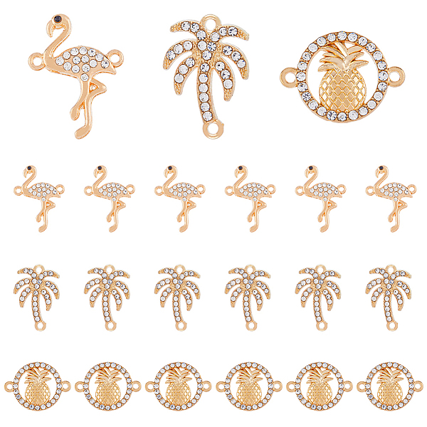 

PandaHall DICOSMETIC 60Pcs 3 Styles Flamingo Link Charms Coconut Tree Connector Charms Pineapple Link Connector Summer Theme Connector..., Clear