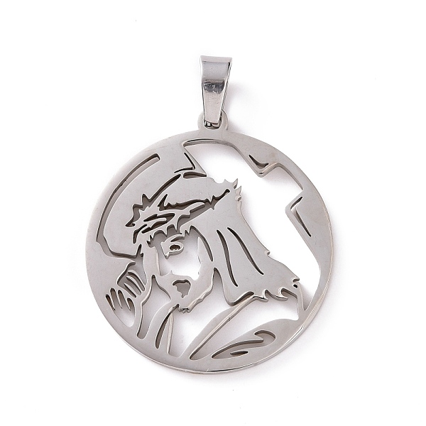 

PandaHall 201 Stainless Steel Pendants, Flat Round with Jesus, Stainless Steel Color, 32.5x30x2mm, Hole: 4x6mm 201 Stainless Steel Flat...