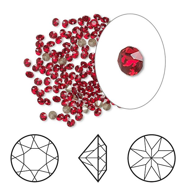 

PandaHall Austrian Crystal Rhinestone Cabochons, Crystal Passions, Foil Back, Xirius Round, 1088, 227_Light Siam, 6.14~6.32mm Austrian..., Red