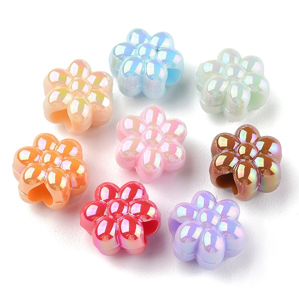 

PandaHall UV Plating Opaque Acrylic Beads, Iridescent, Flower, Mixed Color, 10.5x12x17.5mm, Hole: 3.5mm Acrylic Flower Multicolor