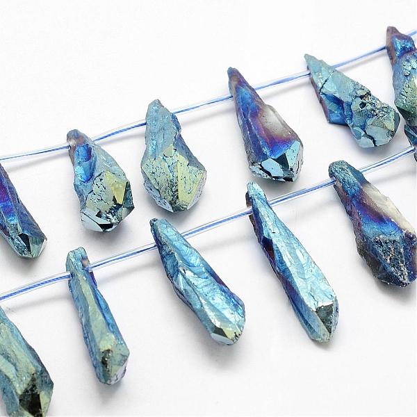 

PandaHall Electroplated Natural Quartz Crystal Beads Strands, Top Drilled Beads, Teardrop, Blue, 24~31x6~8x4~6mm, Hole: 1.5mm, about...