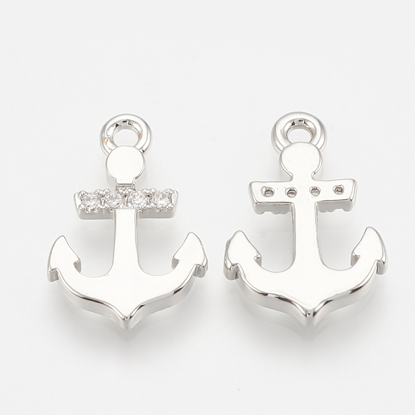 

PandaHall Brass Micro Pave Cubic Zirconia Charms, Anchor, Nickel Free, Real Platinum Plated, 14x9.5x1.5mm, Hole: 1mm Brass+Cubic Zirconia..., Clear