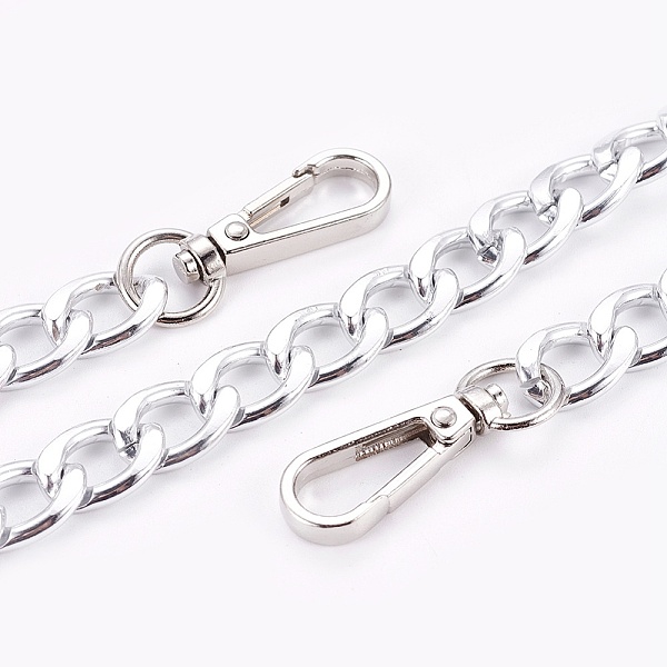 

PandaHall Bag Strap Chains, with Aluminum Curb Link Chains and Alloy Swivel Clasps, Platinum & Silver, 40cm, Link: 16.5x11.5x3.5mm, Clasps...