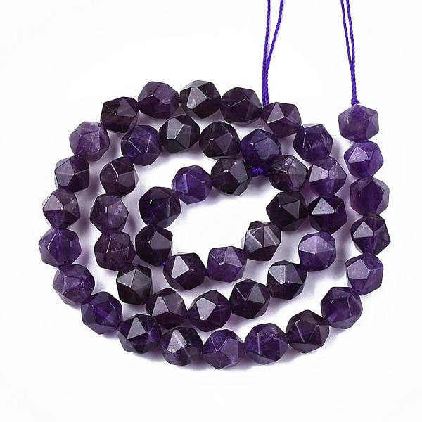 

PandaHall Natural Amethyst Beads Strands, Star Cut Round Beads, Faceted, 10x9~10mm, Hole: 1mm, about 39pcs/strand, 15.3 inch Amethyst Round