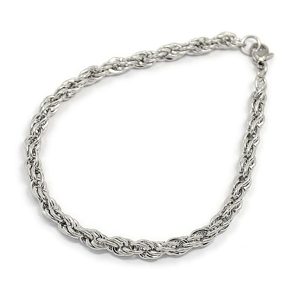

PandaHall Fashionable 304 Stainless Steel Rope Chain Bracelet Making, with Lobster Claw Clasps, Stainless Steel Color, 8-1/8 inch(205mm)...