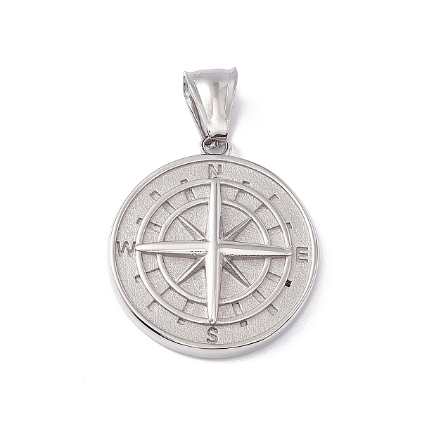 

PandaHall 304 Stainless Steel Pendants, Compass Charms, Stainless Steel Color, 28.5x25.5x5mm, Hole: 4x8mm 304 Stainless Steel Others