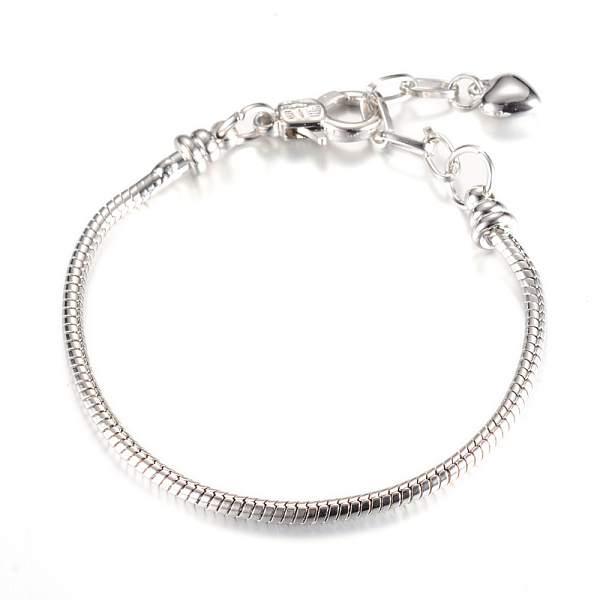 

PandaHall Brass European Style Bracelet Jewelry Making, with Lobster Claw Clasps and Iron End Chains, Platinum, 6-3/4 inch(170mm)x3mm Brass