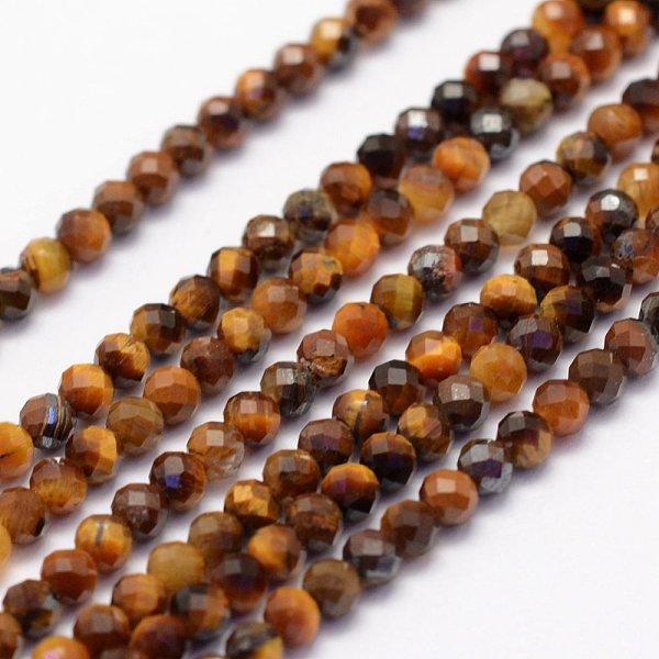 

PandaHall Natural Tiger Eye Beads Strands, Faceted, Round, 2mm, Hole: 0.4~0.5mm, about 181~210pcs/strand, 15.4 inch(39.2cm) Tiger Eye Round..., Orange