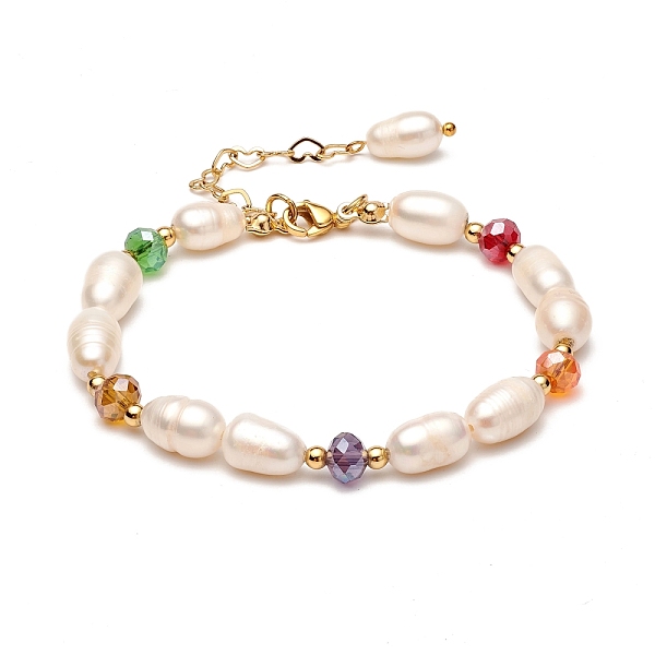 

PandaHall Natural Pearl Beaded Bracelets for Mom Women Girl, with Faceted Glass Beads, Colorful, 7-1/8 inch(18cm), Beads: 2.8~12x2.5~7.5mm...