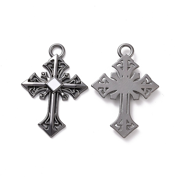 

PandaHall Alloy Pendant with Enamel, Cross, Gunmetal, White, 55.5x38.5x5mm, Hole: 5.5mm Alloy+Enamel Cross White
