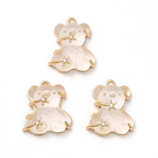 

PandaHall Transparent Resin Crystal Rhinestone Pendants, Bear Charms, with Rack Plating Real 14K Gold Plated Brass Findings, Cadmium Free &..., Clear