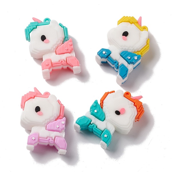 

PandaHall PVC Plastic Cartoon Pendants, Unicorn, Mixed Color, 48x36x17.5mm, Hole: 3mm PVC Unicorn Multicolor