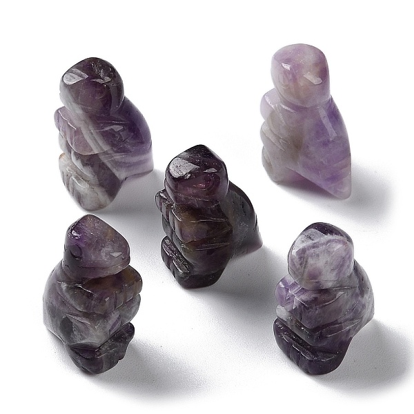 

PandaHall Natural Amethyst Carved Healing Dinosaur Figurines, Reiki Energy Stone Display Decorations, 18x12.5~14x26~26.5mm Amethyst Dinosaur