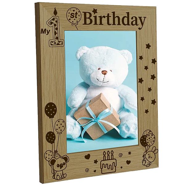 

PandaHall CREATCABIN My First Birthday Picture Frame 1st Birthday Wood Photo Frames Engraved Display 4x6 Vertical Wooden Tabletop Postcard...