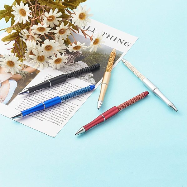 

PandaHall Plastic Beadable Pens, Press Ball Point Pens, with Flat Round Natural Lava Rock Beads, Mixed Color, 146x11.5mm Plastic Multicolor