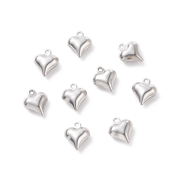 

PandaHall 304 Stainless Steel Charms, Heart, Stainless Steel Color, 11x9x4mm, Hole: 1mm 304 Stainless Steel Heart